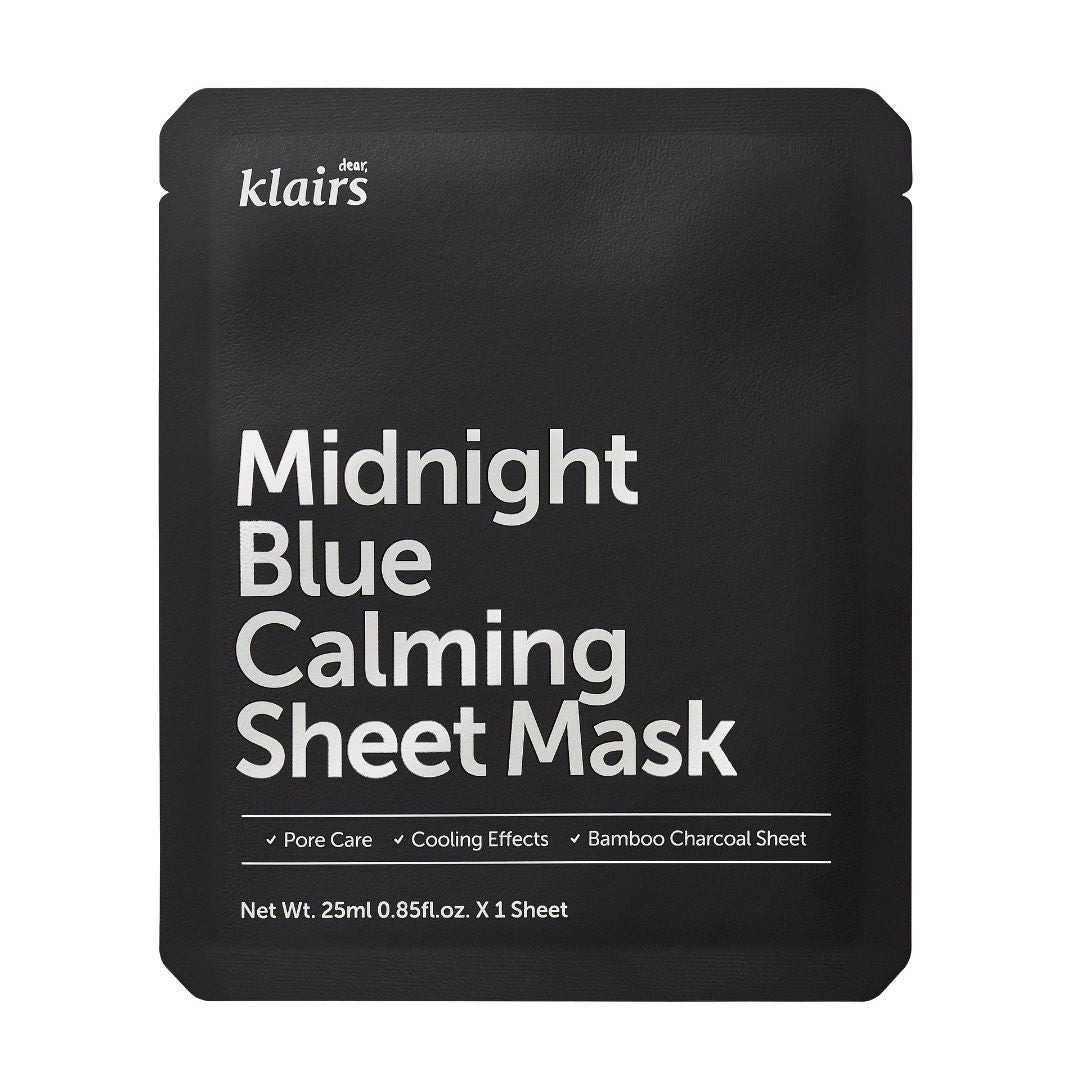 Klairs Midnight Blue Calming Sheet Mask 25 ml - www.Hudonline.no 