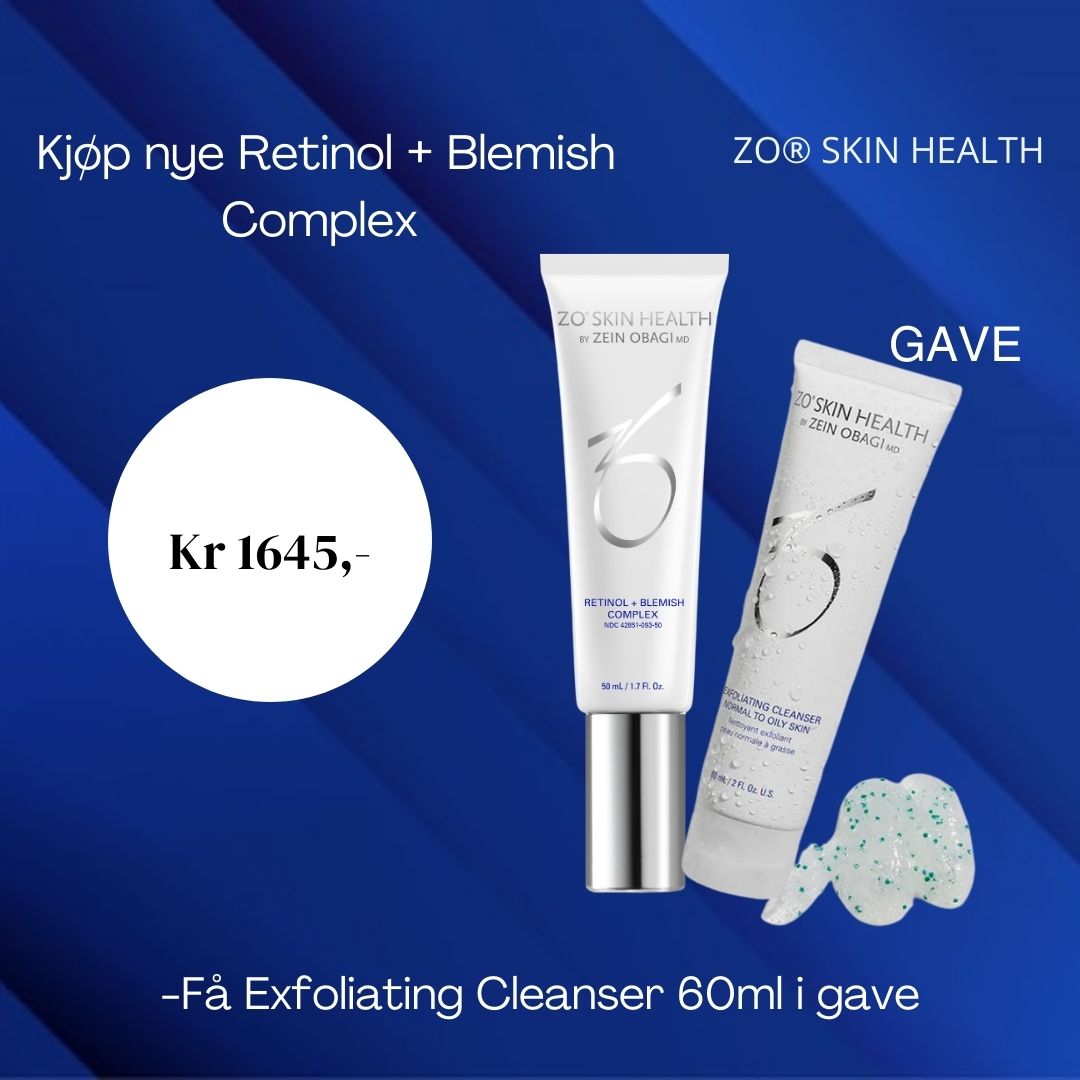 Zo Nyhetskampanje Retinol + Blemish Complex-Få med grtis Exfoliating Cleanser 60ml - www.Hudonline.no 